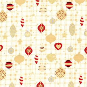 katoen poplin kerst ballen offwhite/goud
