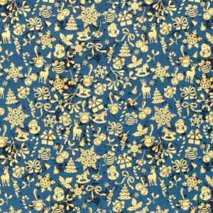 katoen poplin kerst ornamenten marine/goud