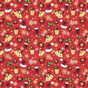 katoen poplin kerst ornamenten rood/goud