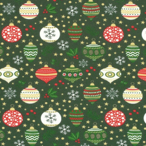 sweat/french terry kerst ballen groen/goud