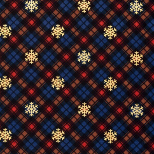 flanel foliedruk kerst ruiten marine/goud