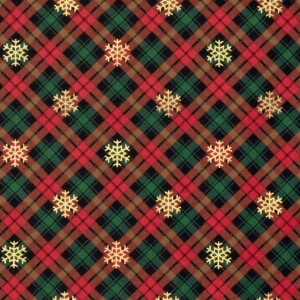 flanel foliedruk kerst ruiten rood/goud