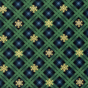 flanel foliedruk kerst ruiten groen/goud