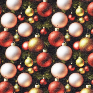 joggingstof digitaaldruk kerst ballen rood