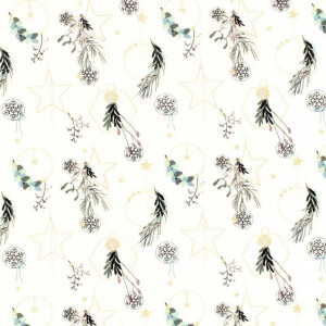 katoen poplin kerst ornamenten offwhite/goud
