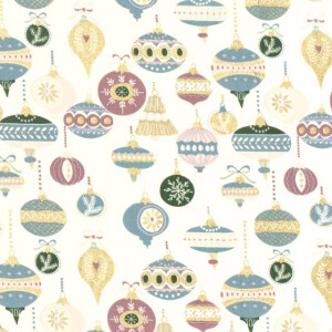 katoen poplin kerst ballen offwhite/goud