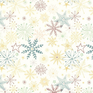 katoen poplin kerst sterren offwhite/goud