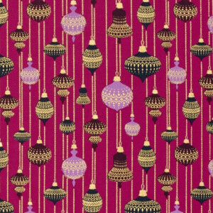 katoen poplin kerst ballen magenta/goud