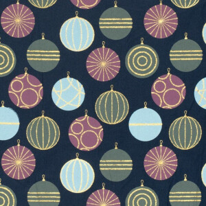 katoen poplin kerst ballen marine/goud