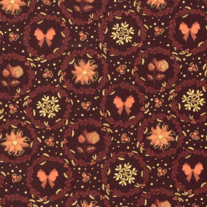 katoen poplin kerst bloemen wijnrood/goud