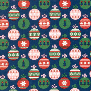katoen poplin kerst ballen marine