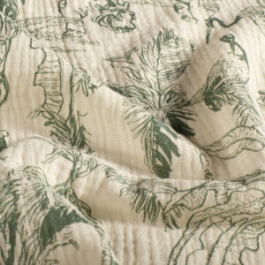 katoenen mousseline jungle donker mint