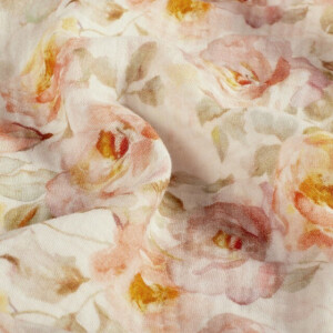 katoenen mousseline digitaaldruk bloemen offwhite
