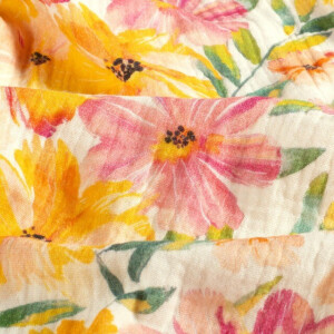 katoenen mousseline digitaaldruk bloemen offwhite