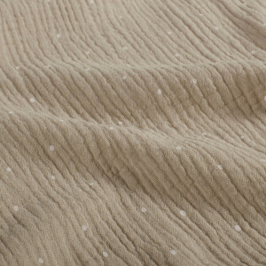 katoenen mousseline stippen beige