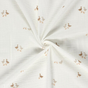 katoenen mousseline eenden offwhite