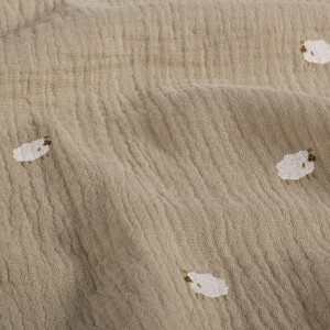 katoenen mousseline schapen beige