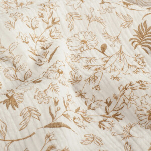 katoenen mousseline bloemen offwhite