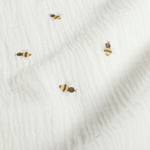 katoenen mousseline bijen offwhite