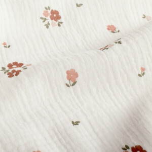 katoenen mousseline bloemen offwhite