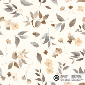 katoenen mousseline digitaaldruk bio naturel bloemen offwhite