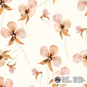 katoenen mousseline digitaaldruk bio naturel bloemen offwhite