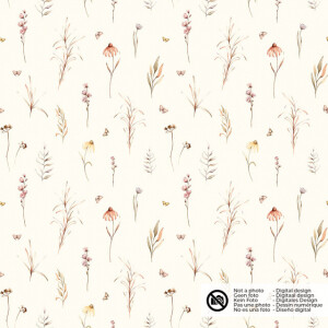 katoenen mousseline digitaaldruk bio naturel bloemen offwhite