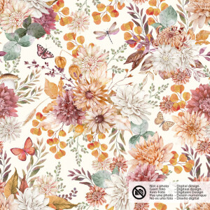 katoenen mousseline digitaaldruk bloemen offwhite