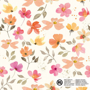 katoenen mousseline digitaaldruk bloemen offwhite