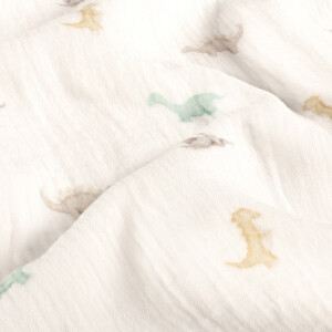 katoenen mousseline digitaaldruk dino's offwhite
