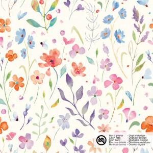katoenen mousseline digitaaldruk bloemen offwhite