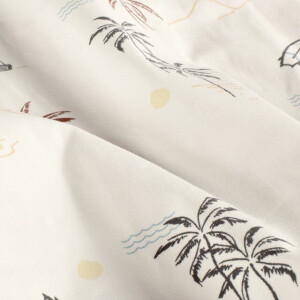 katoen tricot vakantie palmbomen offwhite