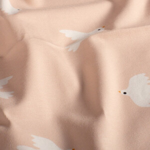 katoen tricot vogels oudroze