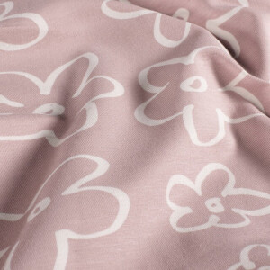 katoen tricot bloemen oudroze