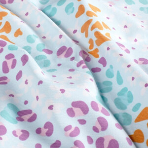 katoen tricot bloemenpatroon aqua
