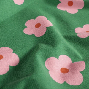 katoen tricot bloemen groen