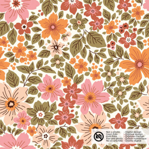 katoen poplin bloemen offwhite