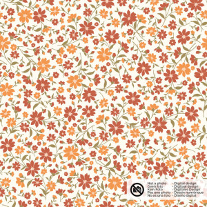 katoen poplin bloemen offwhite