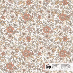 katoen poplin bloemen beige