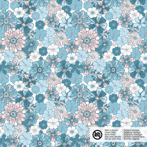 katoen poplin bloemen babyblauw