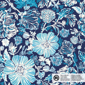 katoen poplin bloemen marine