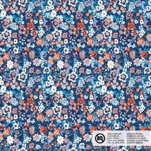 katoen poplin bloemen marine