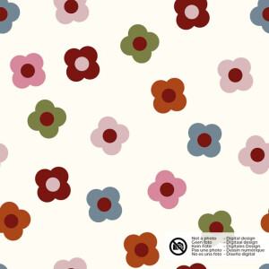 Coral fleece bedrukt bloemen offwhite