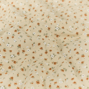 katoen tricot bloemen beige