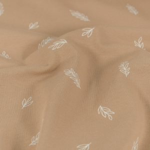 katoen tricot bladeren nude