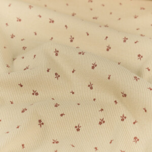 rib jersey bloemen beige