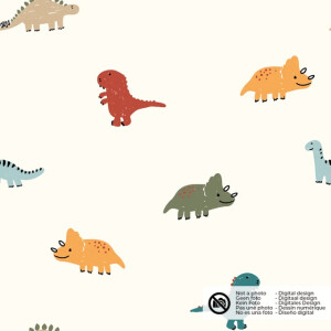 Katoen poplin dino's offwhite