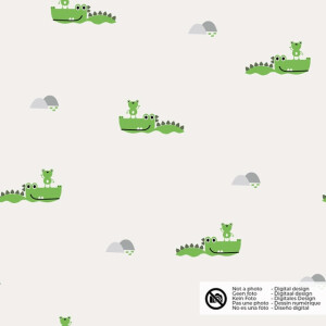 Katoen tricot krokodillen offwhite