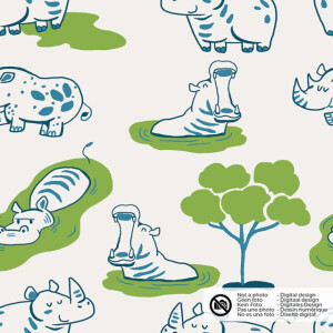 Katoen tricot nijlpaarden offwhite