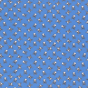 50x150 cm Katoen tricot doodshoofden lichtblauw
